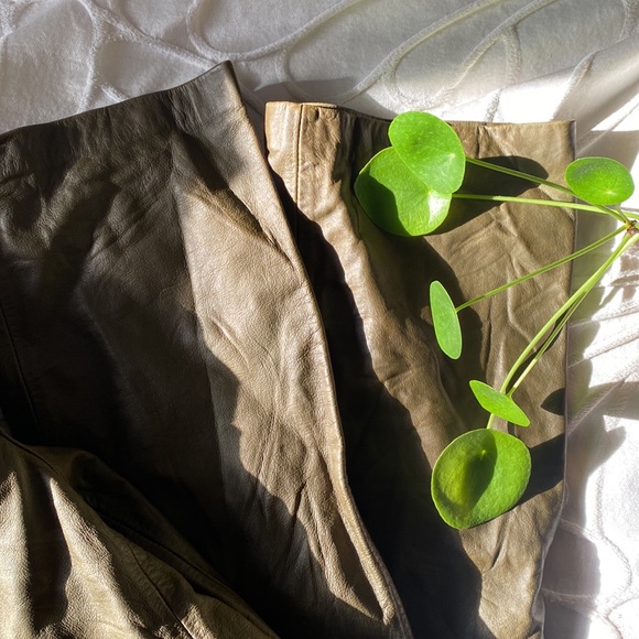 Gap olive green leather bootcut pants - Picture 3 of 3